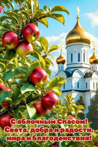 Открытка С яблочным Спасом