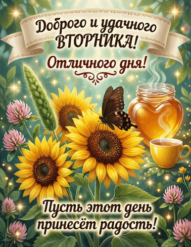 Анимированная открытка Доброго и удачного вторника