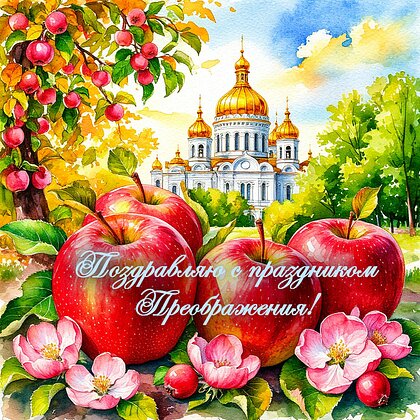 Открытка С яблочным спасом