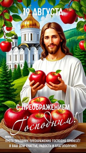 Открытка яблочный спас