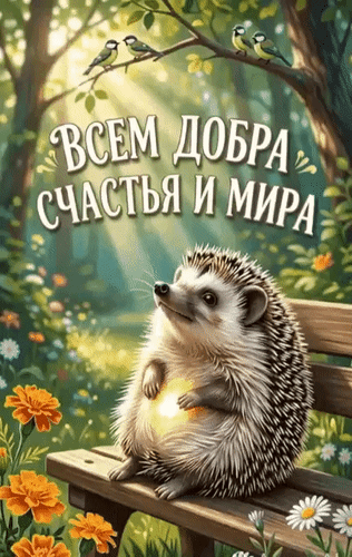 Анимированная открытка Всем добра, счастья и мира!