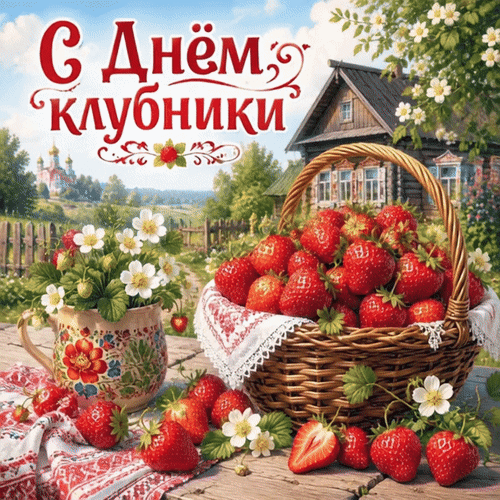 Анимированная открытка С Днём клубники