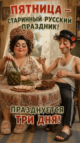 Анимированная открытка Пятница - старинный русский праздник! Празднуется три дня!