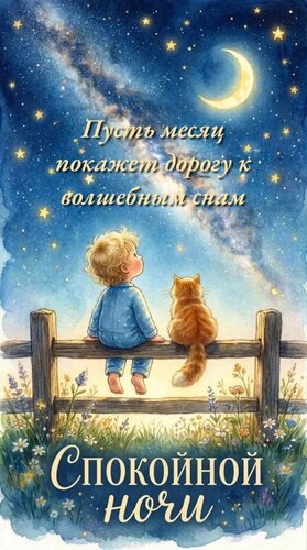 Открытка Пусть месяц покажет дорогу к волшебным снам