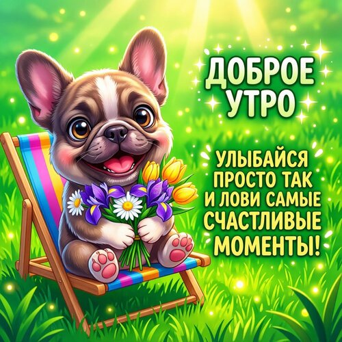 Открытка Доброе утро Улыбайся просто так и лови самые счастливые моменты!