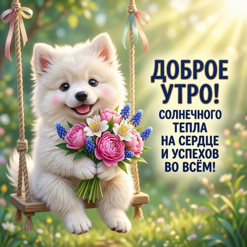 Открытка Доброе утро! Солнечного тепла на сердце и успехов во всём!