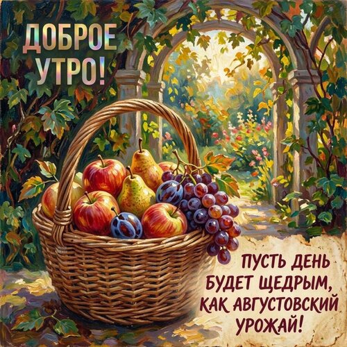 Открытка Доброе утро! Пусть день будет щедрым, как августовский урожай!