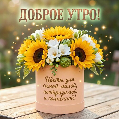 Открытка Доброе утро! Цветы для самой милой, неотразимой и солнечной!