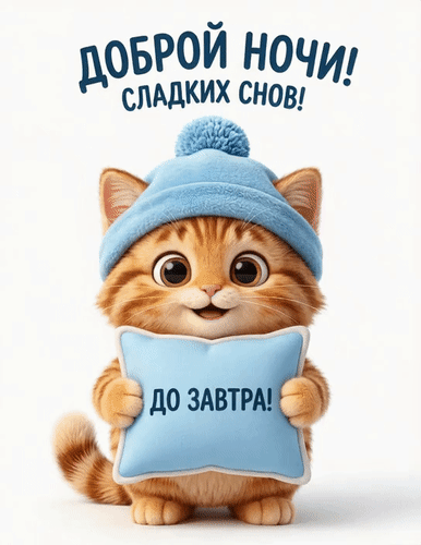 Анимированная открытка Доброй ночи! Сладких снов! До завтра!