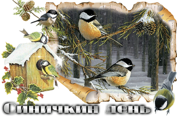 Анимированная открытка Синичкин день