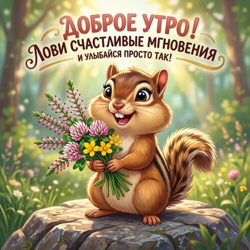 Открытка Доброе утро! Лови счастливые мгновения и улыбайся просто так!