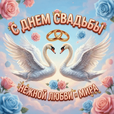 Анимированная открытка С днем свадьбы!