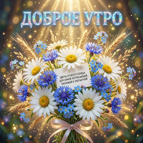 Открытка Доброе утро! Цветы от всего сердца для самой потрясающей, ласковой и элегантной