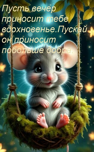 Открытка Пусть вечер приносит тебе вдохновенье. Пускай он приносит побольше добра.