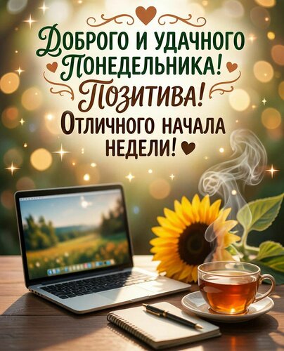 Открытка Доброго и удачного понедельника