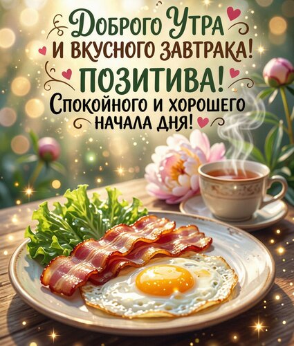 Открытка Доброго утра и вкусного завтрака