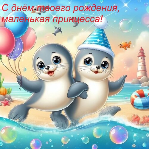 Открытка С днём твоего рождения, маленькая принцесса!