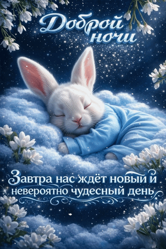 Анимированная открытка Доброй ночи. Завтра нас ждёт новый и невероятно чудесный день.