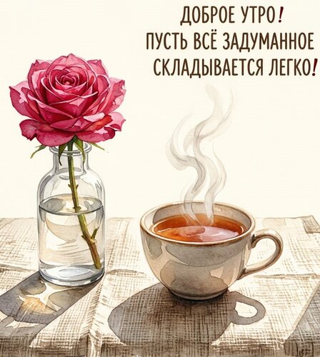 Открытка Доброе утро! Пусть всё задуманное складывается легко!