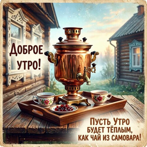 Открытка Доброе утро! Пусть утро будет тёплым, как чай из самовара!
