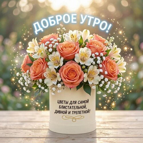 Открытка Доброе утро! Цветы для самой блистательной, дивной и трепетной!