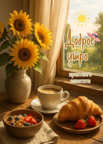 Открытка Доброе утро приятного аппетита