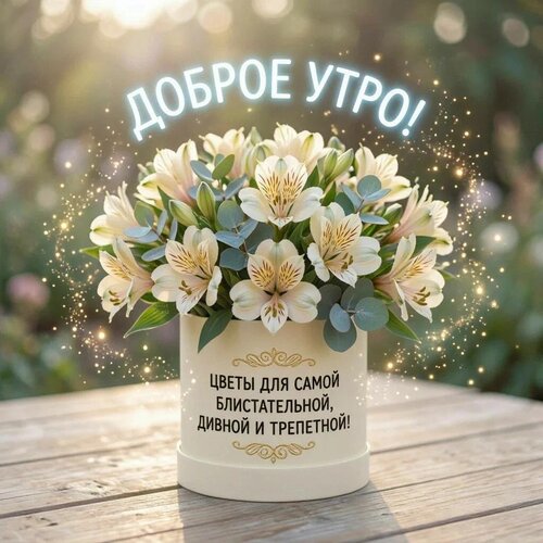 Открытка Доброе утро! Цветы для самой блистательной, дивной и трепетной!