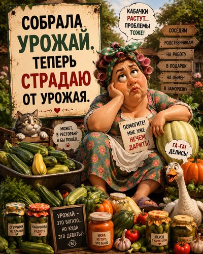 Открытка Собрала урожай