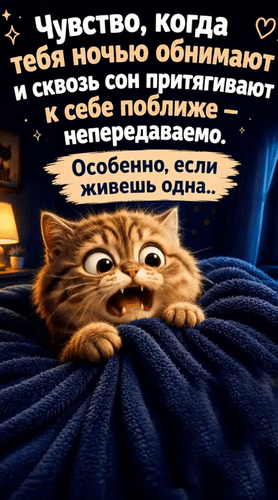 Анимированная открытка Чувство, когда тебя ночью обнимают и сквозь сон притягивают к себе поближе - непередаваемо. Особенно