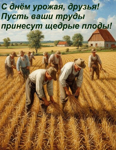 Открытка С днём урожая, друзья! Пусть ваши труды принесут щедрые плоды!