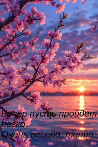 Открытка Вечер пусть пройдет легко, Очень весело, тепло.