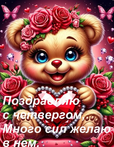 Открытка Поздравляю с четвергом, Много сил желаю в нем.