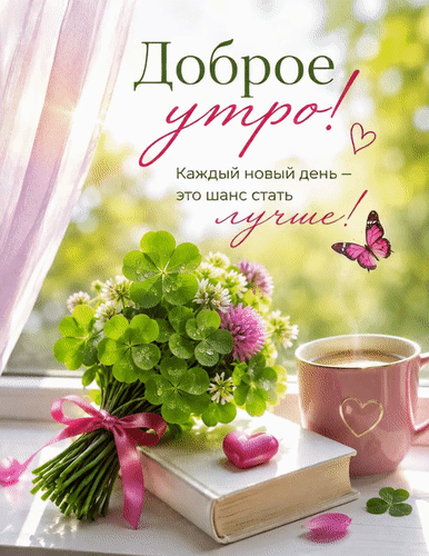 Анимированная открытка Доброе утро! Каждый новый день - это шанс стать лучше!
