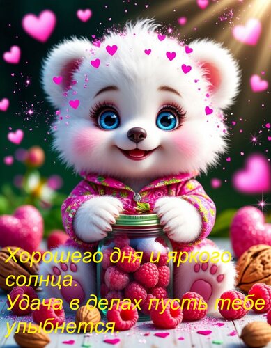 Открытка Хорошего дня и яркого солнца. Удача в делах пусть тебе улыбнется.