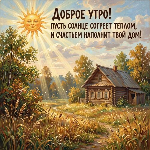 Открытка Доброе утро! Пусть солнце согреет теплом, и счастьем наполнит твой дом!