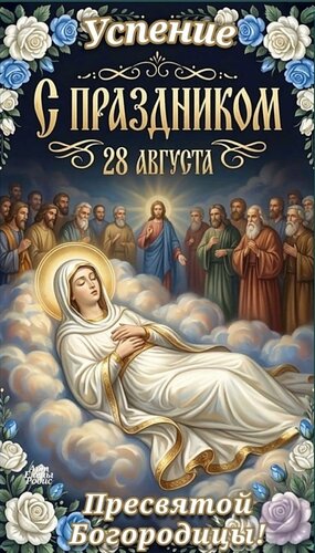 Открытка Успение пресвятой Богородицы, с праздником