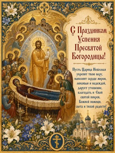 Открытка Успение Пресвятой Богородицы