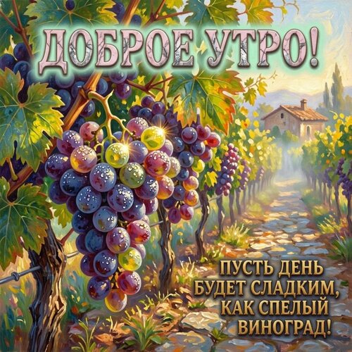 Открытка Доброе утро! Пусть день будет сладким, как спелый виноград!