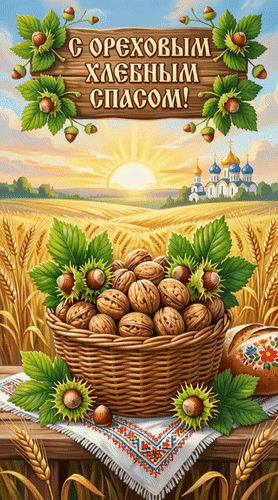 Анимированная открытка С ореховым Хлебным спасом!