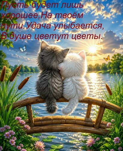 Открытка Пусть будет лишь хорошее,На твоём пути.Удача улыбается,В душе цветут цветы.