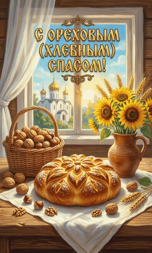 Анимированная открытка С Ореховым (Хлебным) спасом!