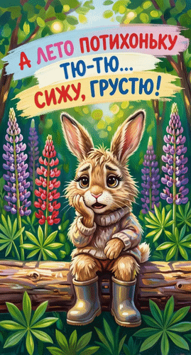 Анимированная открытка А Лето потихоньку тю-тю... Сижу, грустю!