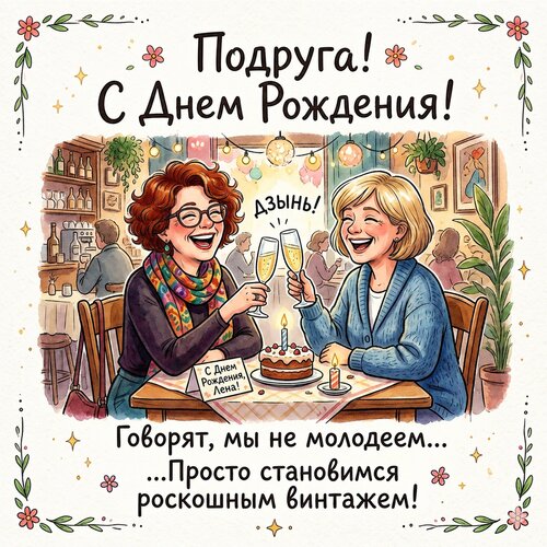 Открытка Подруга! С днём рождения!