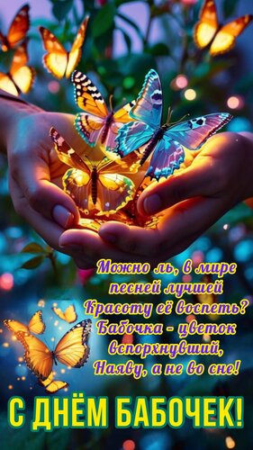 Открытка С днём бабочек