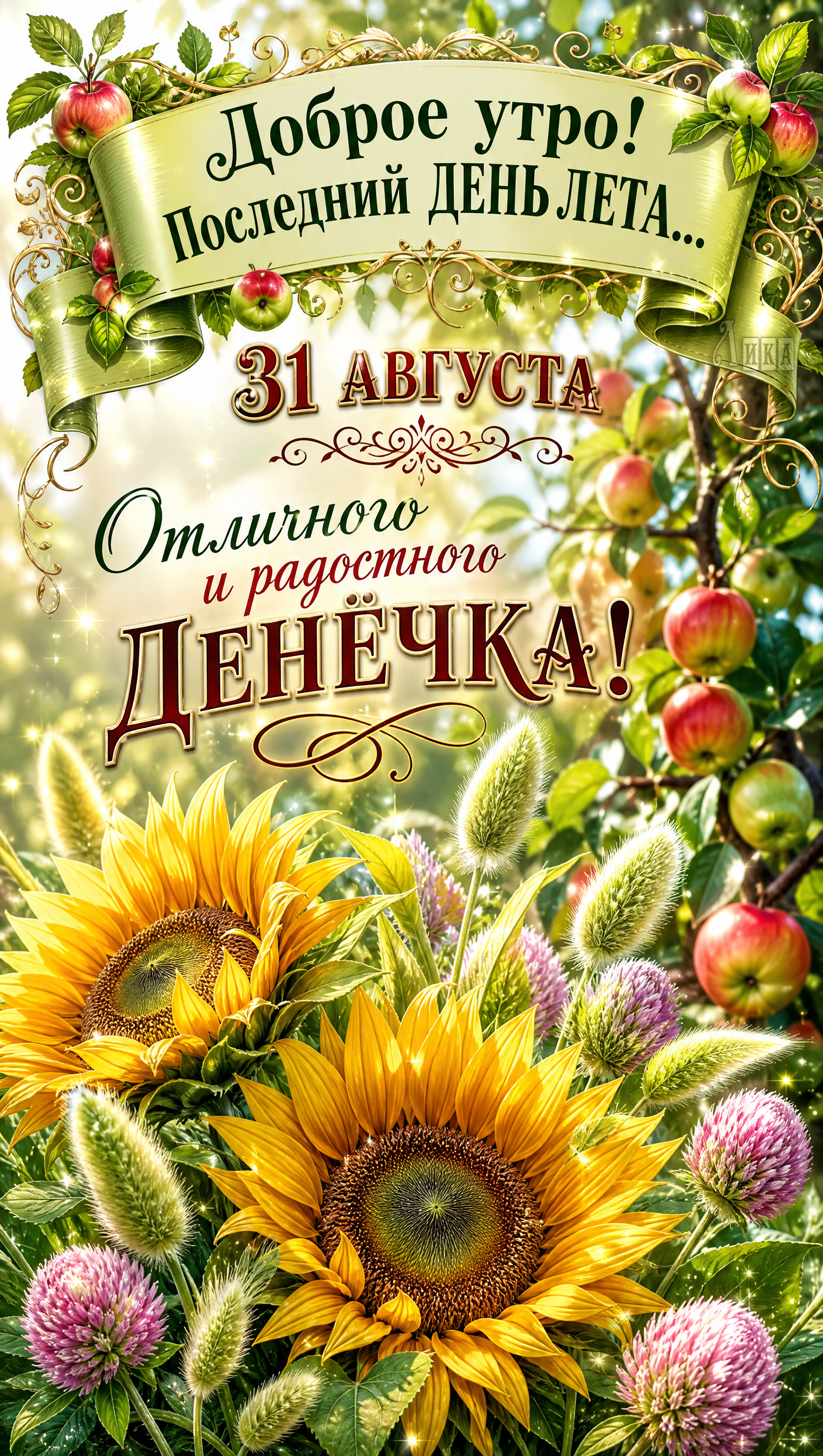 Открытка 31 августа-конец лета