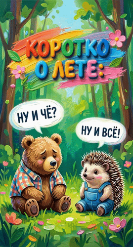 Анимированная открытка Коротко о лете: - Ну и чё? - Ну и всё!
