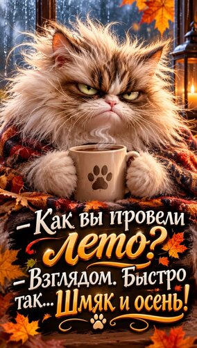 Открытка Как вы провели лето? Взглядом. Быстро так... Шмяк и осень и осень