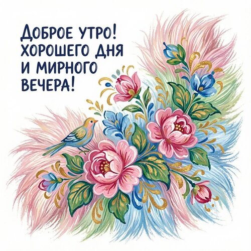 Открытка Доброе утро! Хорошего дня и мирного вечера!