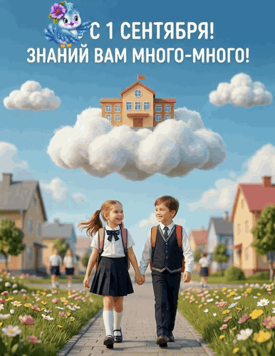 Анимированная открытка С 1 сентября! Знаний Вам много-много!