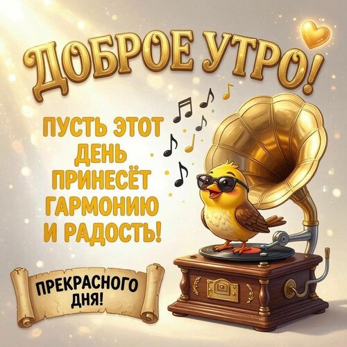 Открытка Доброе утро! Пусть этот день принесёт гармонию и радость! Прекрасного дня!